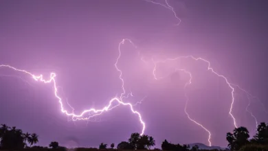 a group of lightning strikes